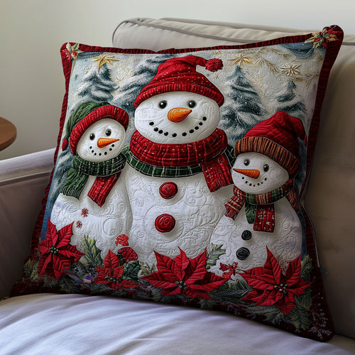 Poinsettia Snowman WY2911067CL Quilt Pillow Case