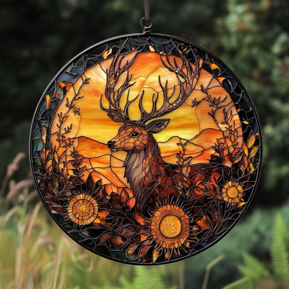 Reindeer WU3110060CL Stained Glass Suncatcher