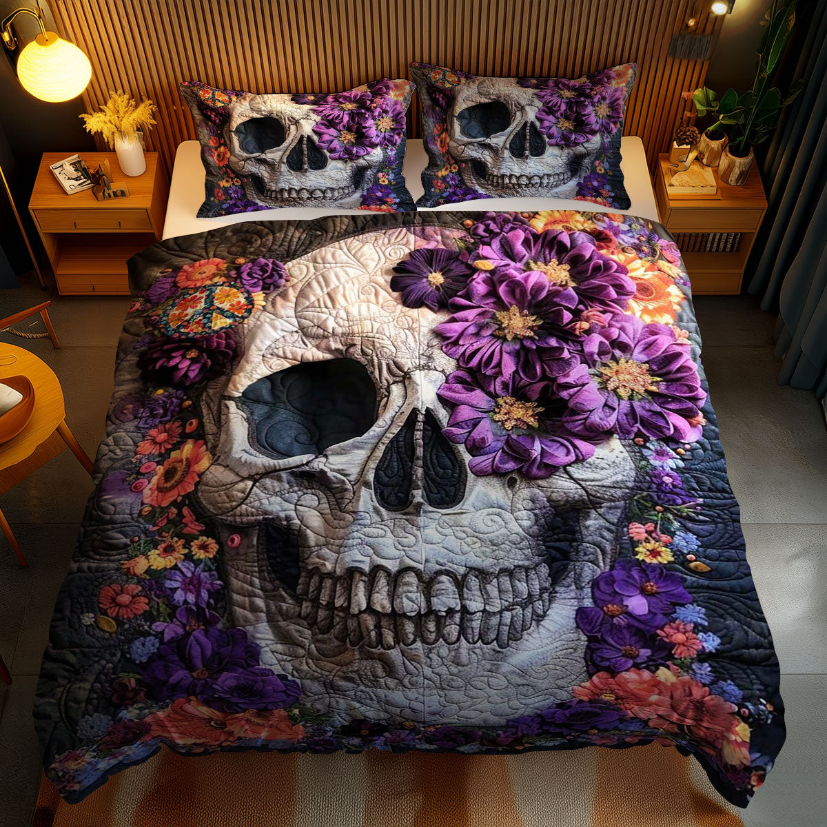 Skull In Violet WN2110122CL Duvet Cover Set
