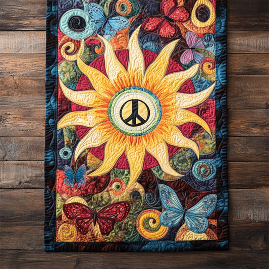 Peace Sign Sun WY2802082CL Quilted Table Runner
