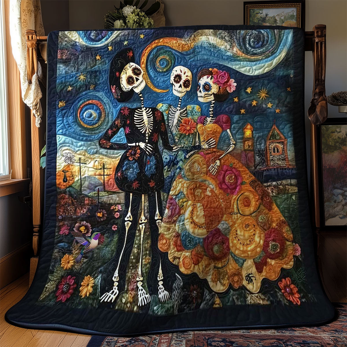 Day Of The Dead Midnight Glow WN2810028CL Quilt