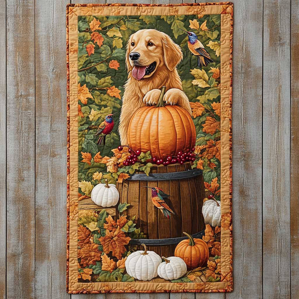 Golden Retriever Pumpkin Party WN2709083CL Quilted Table Runner