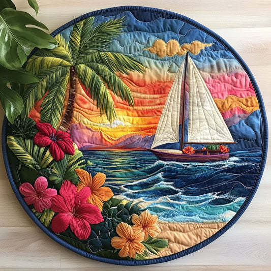 Tropical Beach CW0406049CL Quilted Round Mat