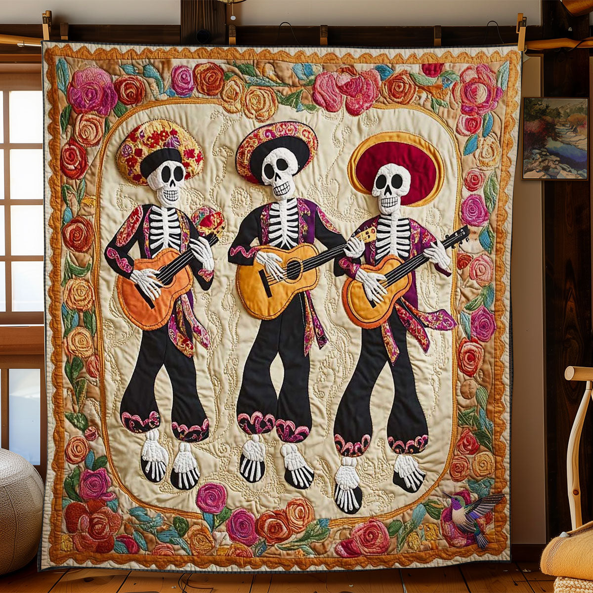 Day Of The Dead Mariachi Trio WN2610029CL Quilt