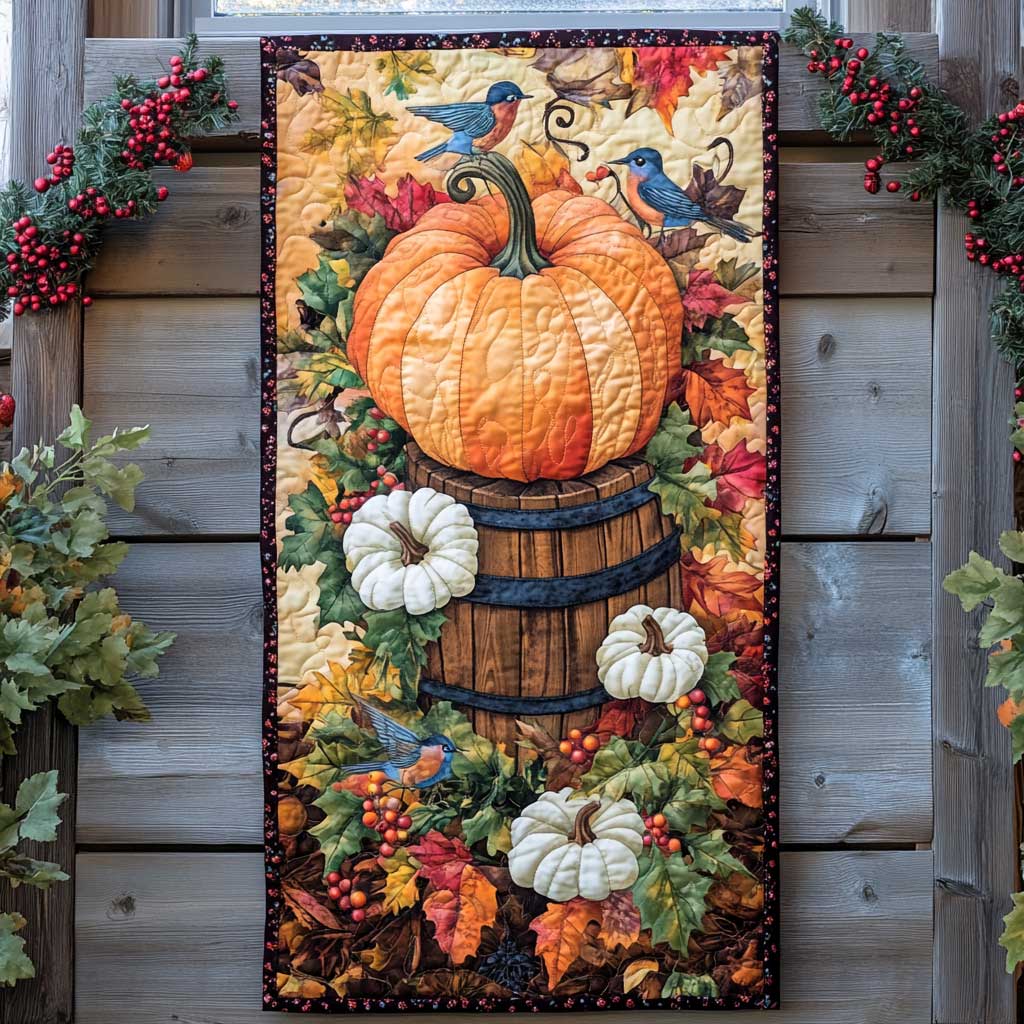 Hummingbird And Pumpkin WN2609089CL Quilted Table Runner