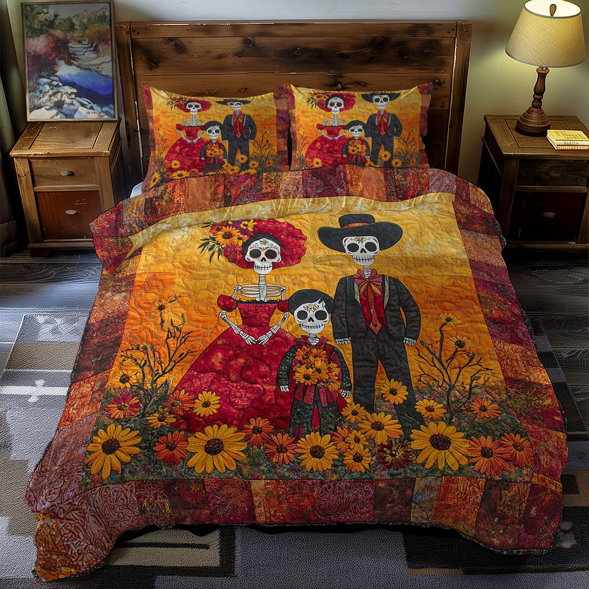 Family Skull Day Of The Dead WX1312071CL Duvet Cover Set