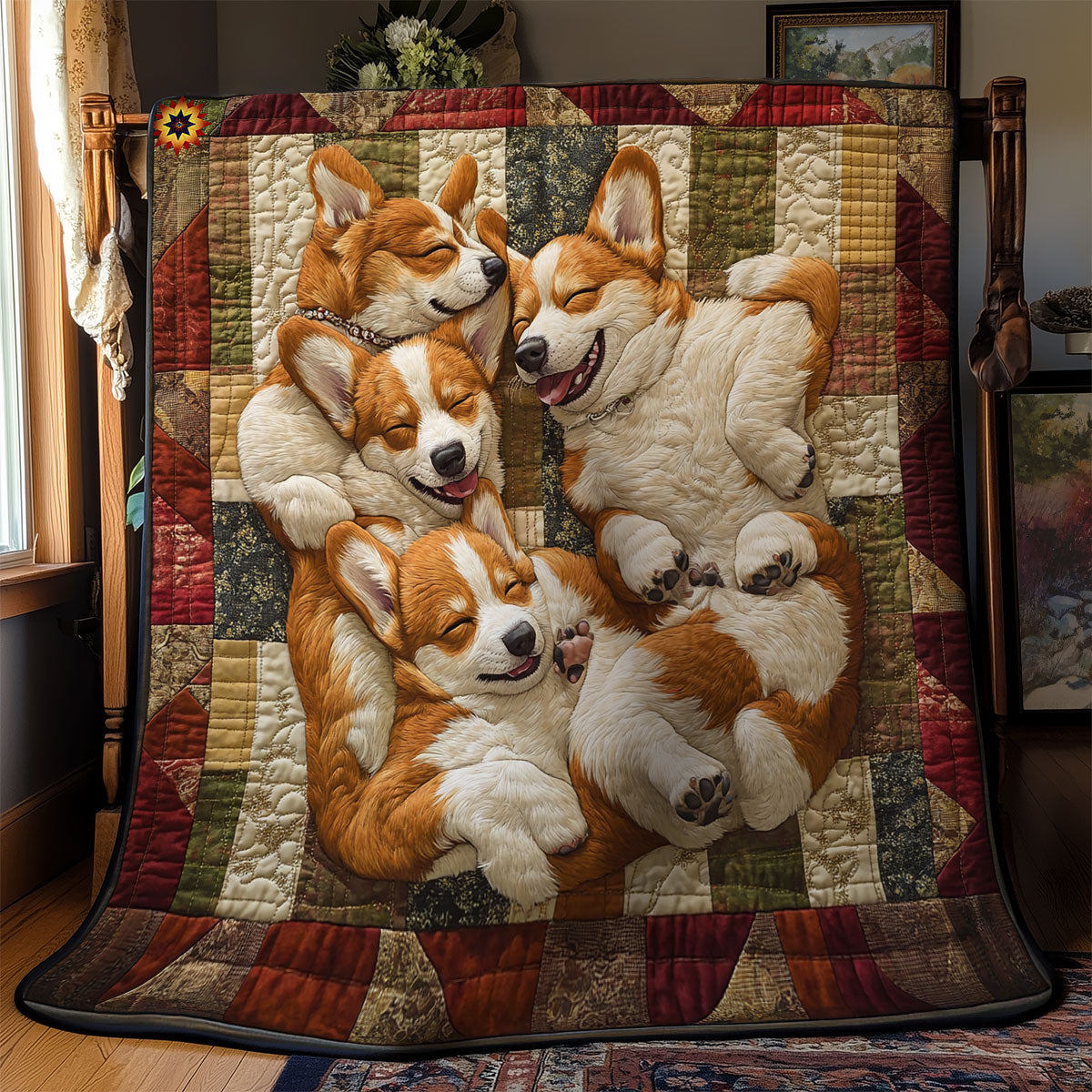 Winter Sleeping Corgi WY1211039CL Quilt