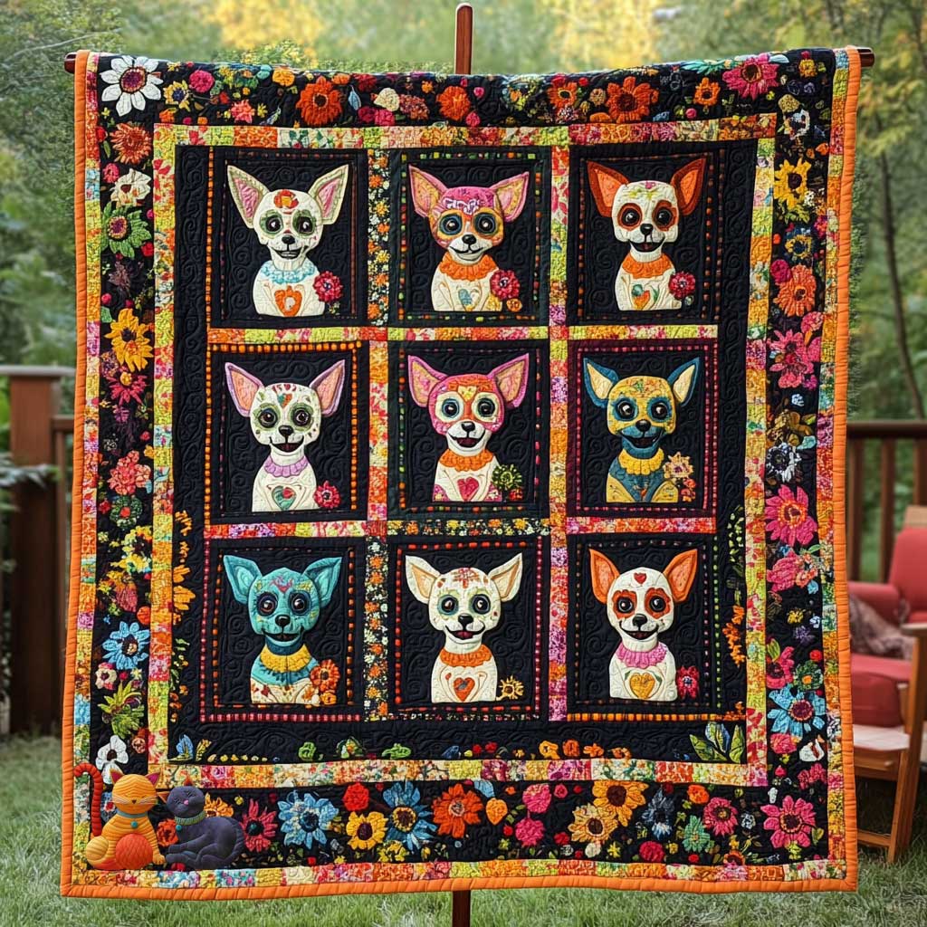 Chihuahua Spirit In Flowers WN0910071CL Quilt