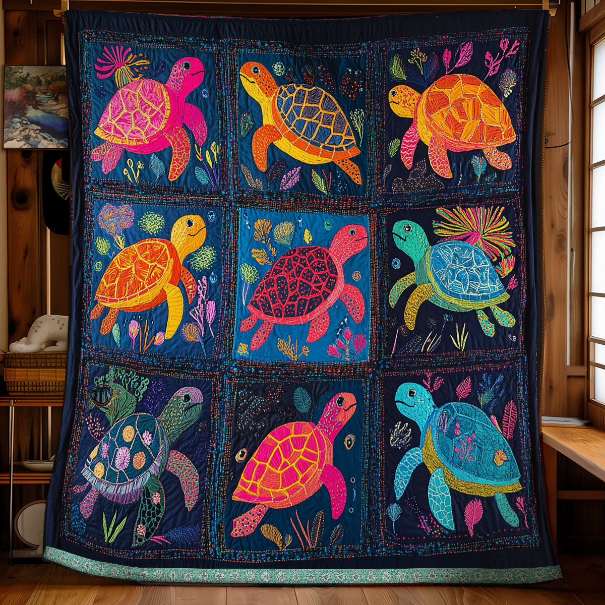 Colorful Turtle WU3010008CL Quilt