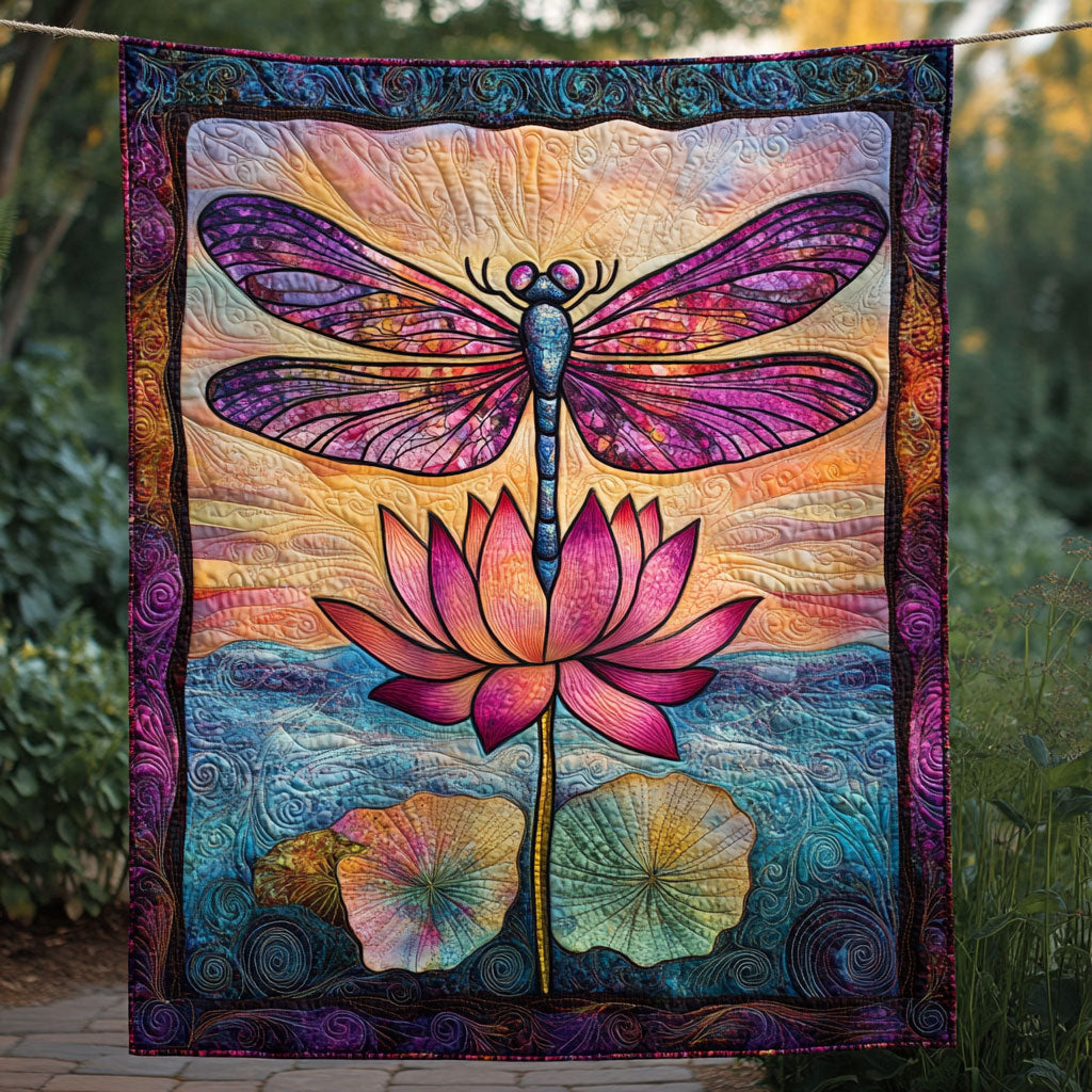 Dragonfly Purple Lotus WT2702138CL Quilt