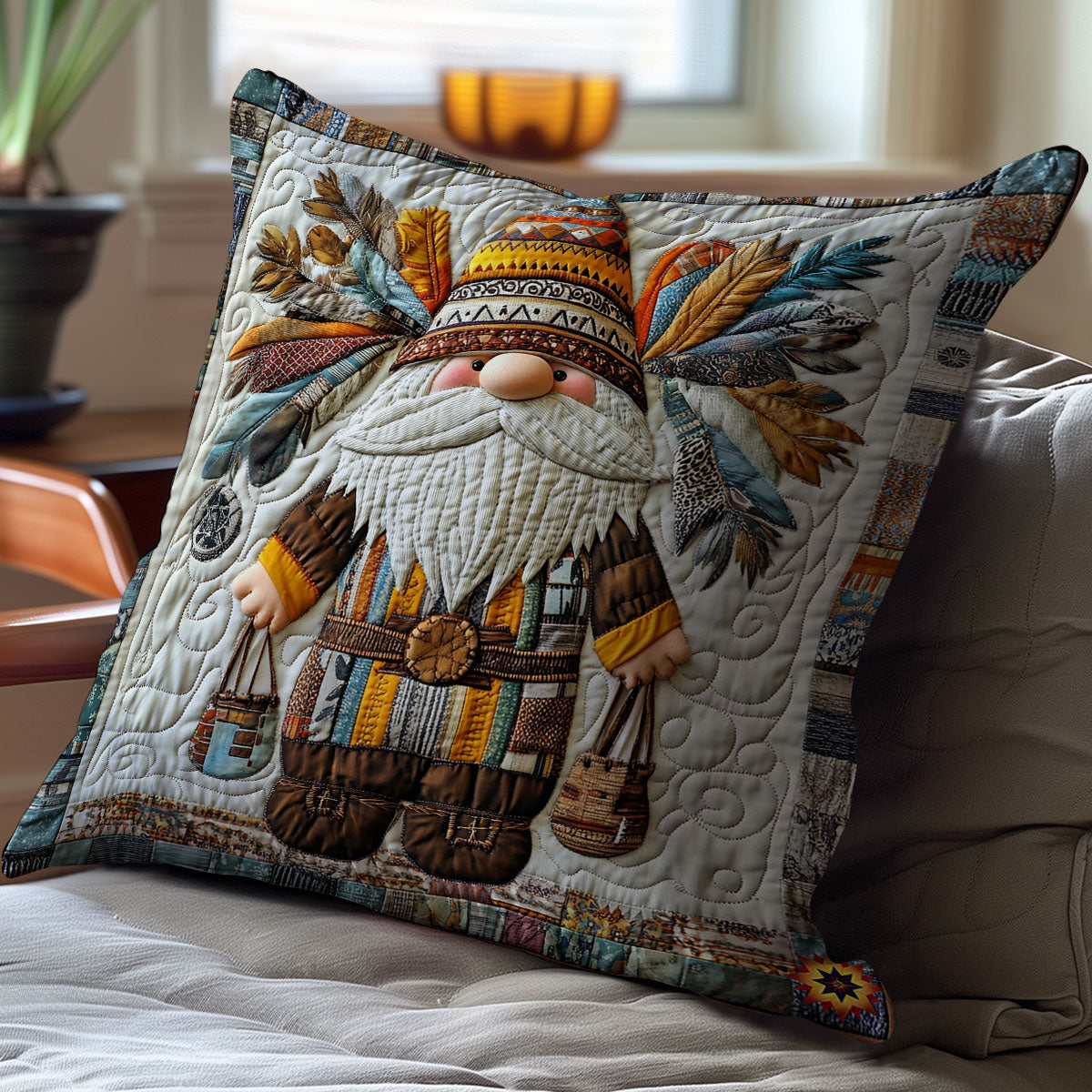 Native American Gnome WY0911045CL Quilt Pillow Case