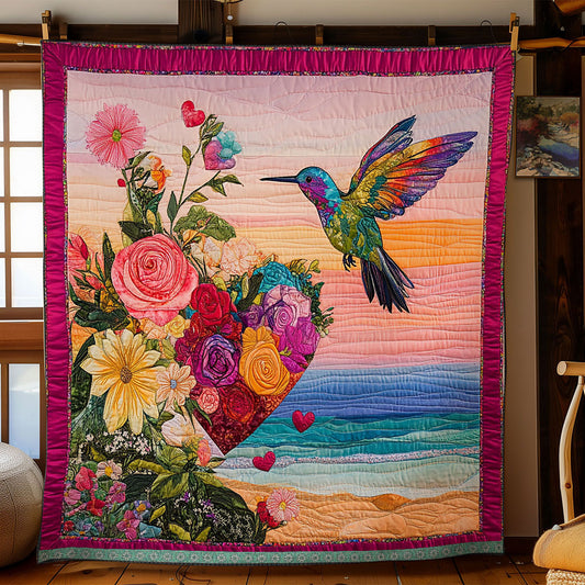 Hummingbird Blooming Roses WT0703134CL Quilt