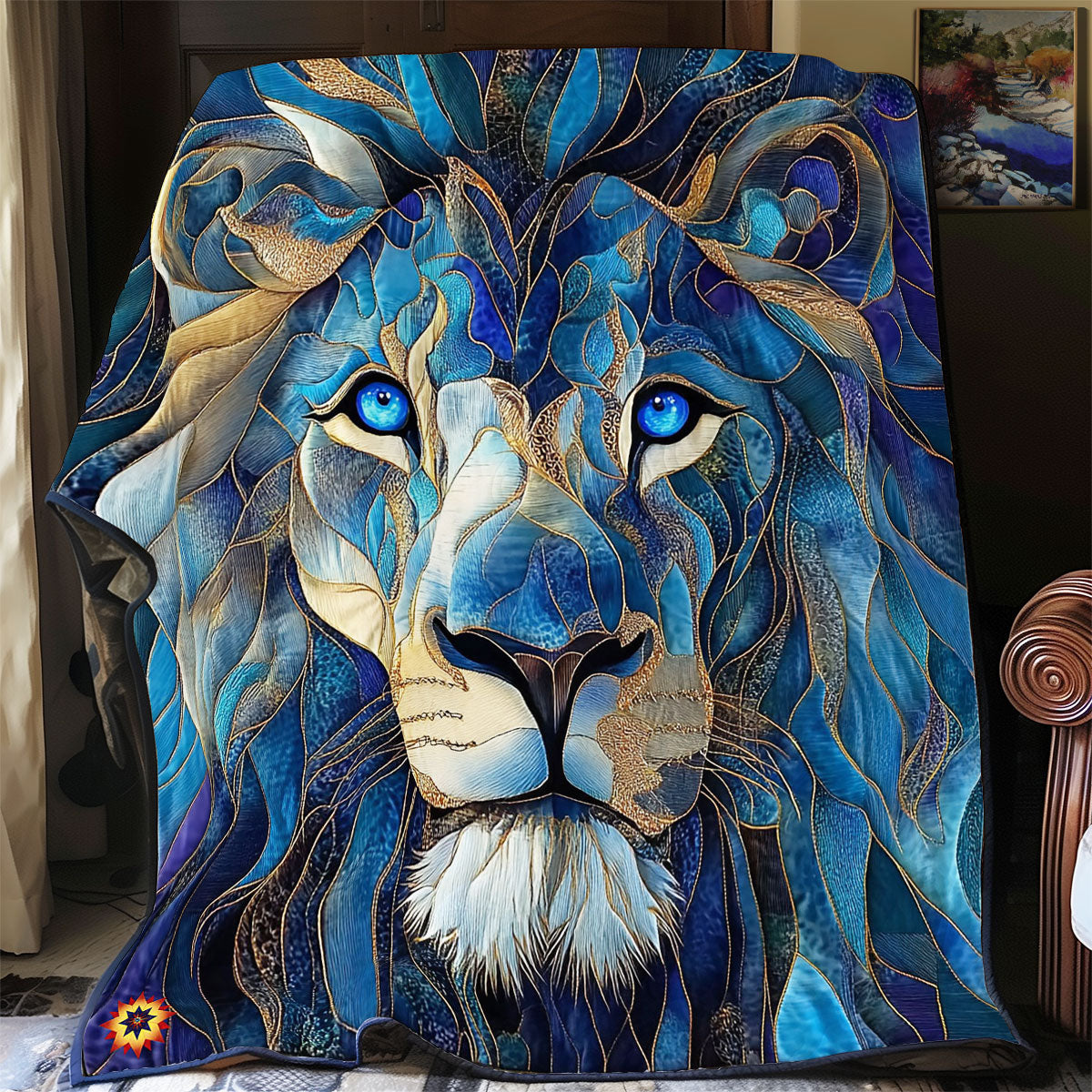 Navy Lion Abstract WY2711041CL Quilt