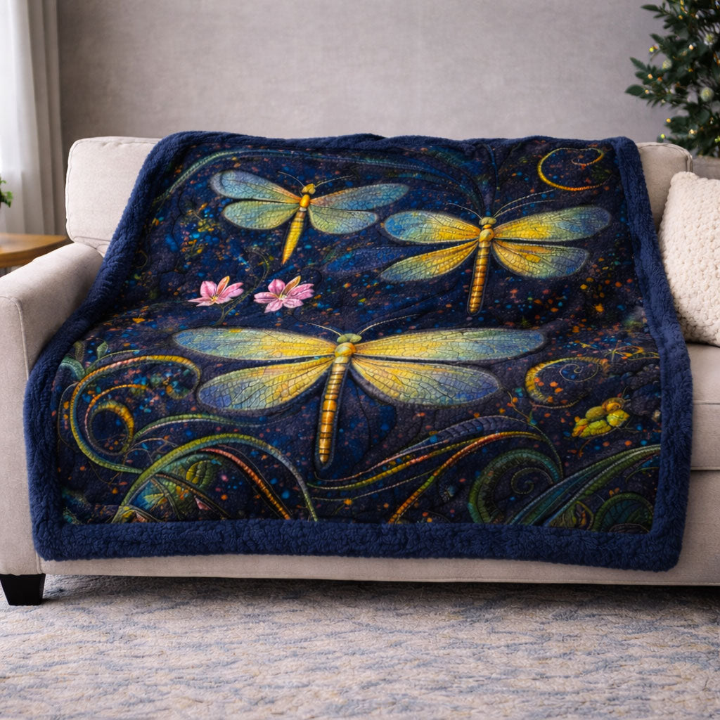 Enchanted Dragonfly Nightscape KL2601005CL Faux Fur Throw Blanket