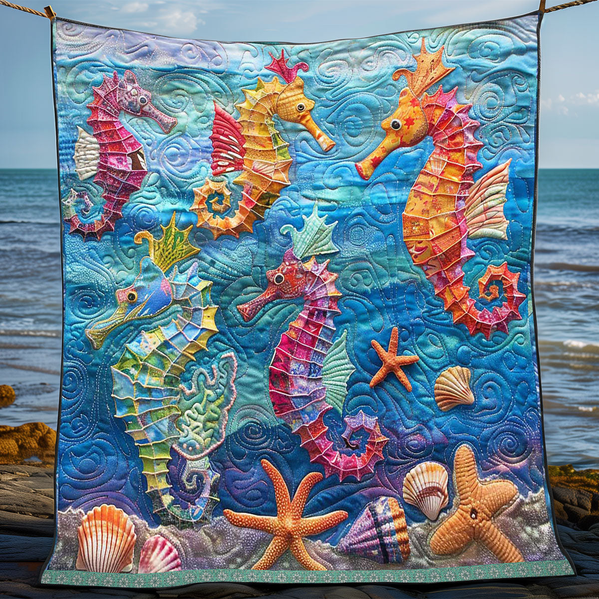 Seahorses Seashore WP0509041CL Quilt