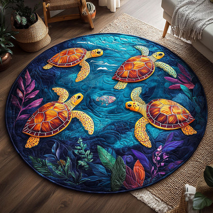 Ocean Turtles WY1703080CL Quilted Round Mat