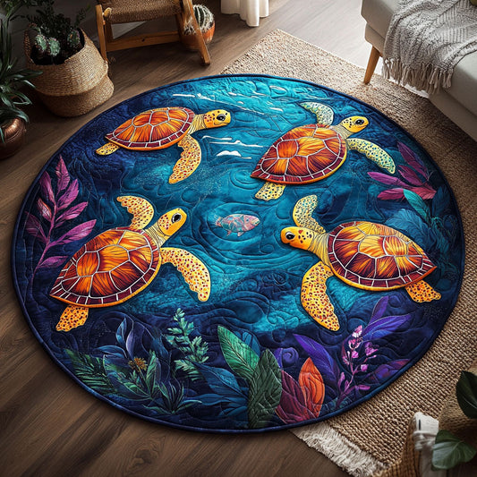 Ocean Turtles WY1703080CL Quilted Round Mat