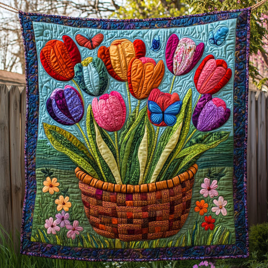 Butterfly Tulips WT0703102CL Quilt