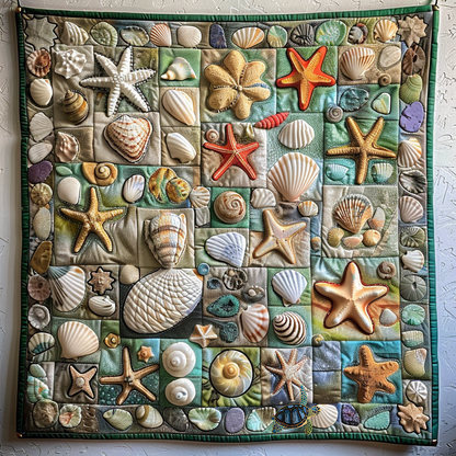 Aqua Seashells XR3010010CL Quilt