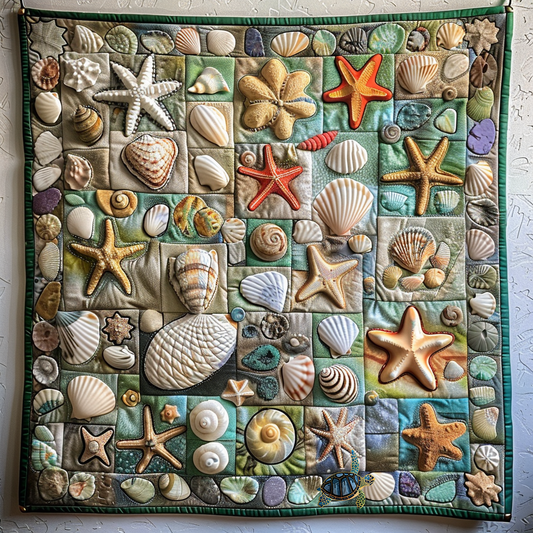 Aqua Seashells XR3010010CL Quilt