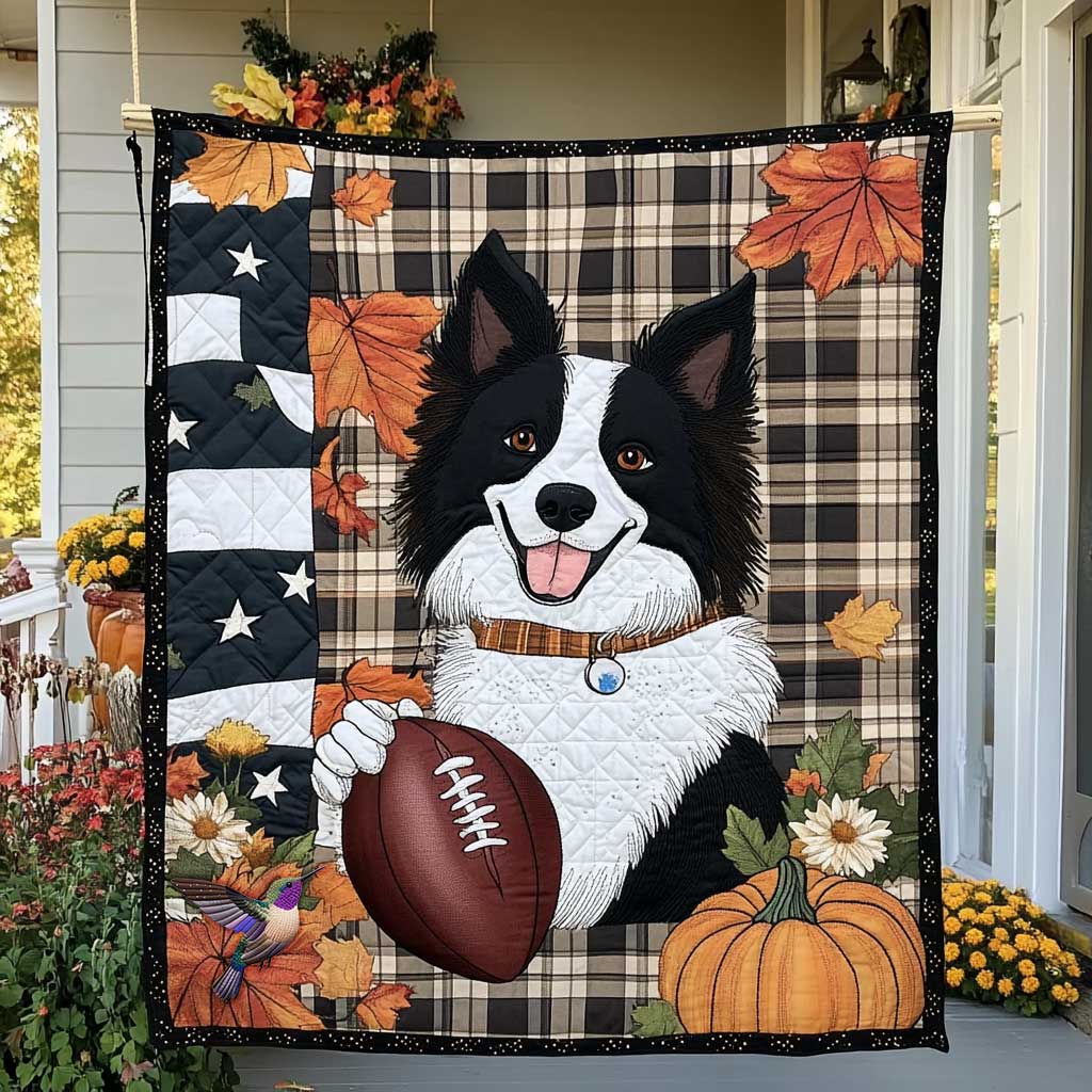 Border Collie Football Chase WN1010032CL Quilt