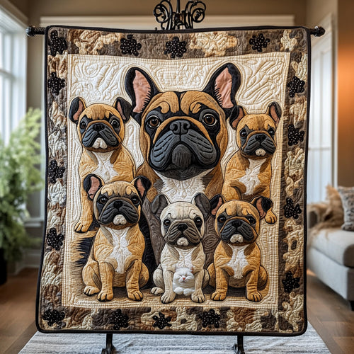 Bulldog Family  WU0511050CL Quilt