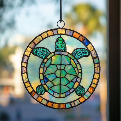 Turtle WJ2211049CL Stained Glass Suncatcher