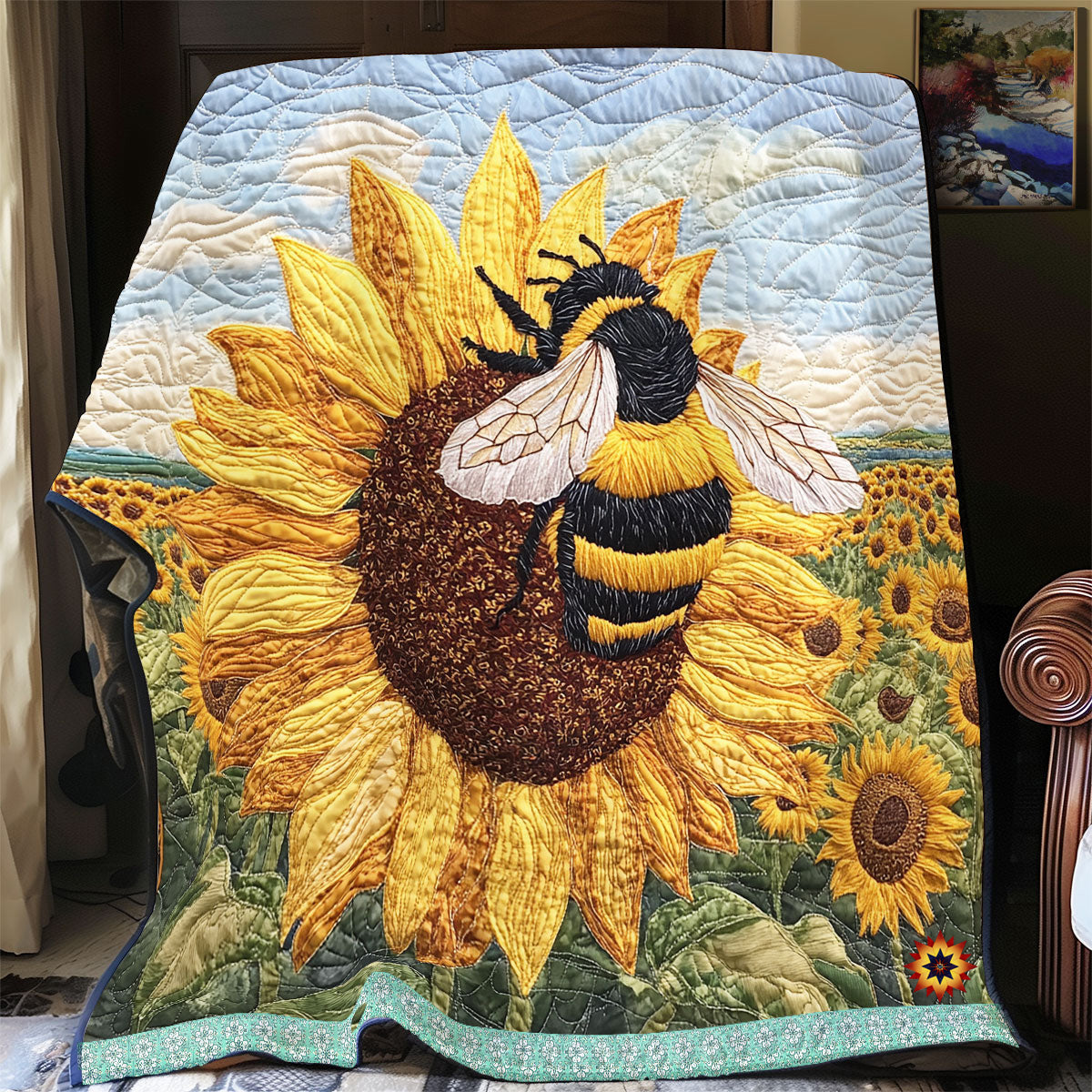 Bee And Sunflower WU1112013CL Quilt