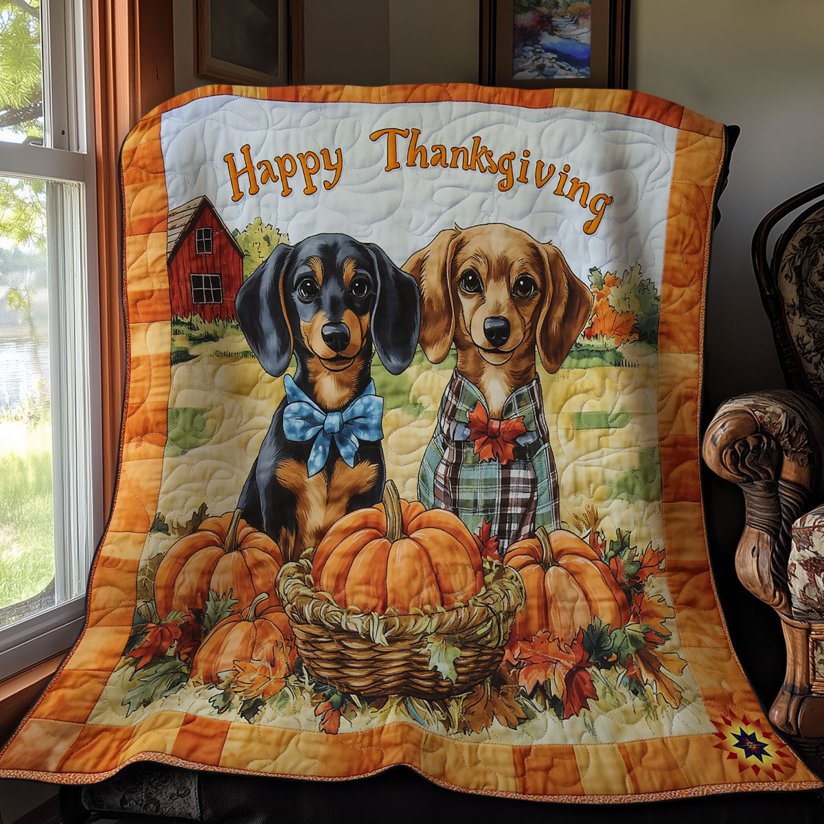 Pumpkin Dachshund WY1911100CL Quilt