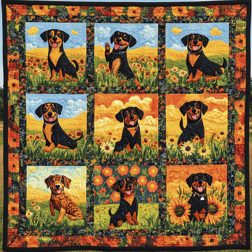 Dachshund’s Floral Frolic WN2409031CL Quilt
