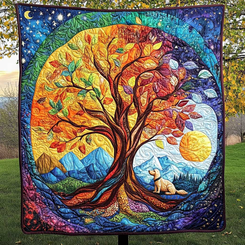 Tree Of Life With Loyal Dog WN3009009CL Quilt