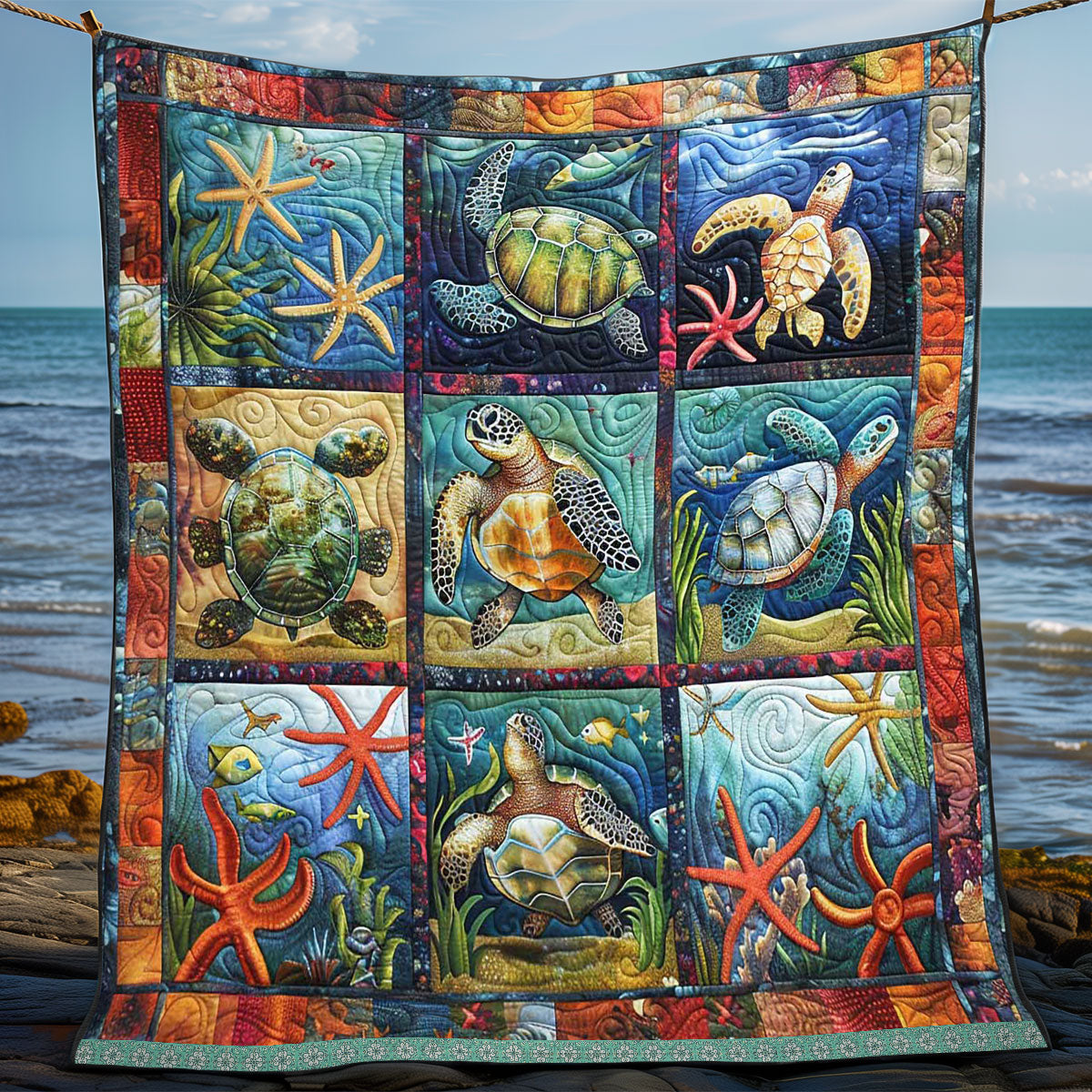 Turtle Starfish Habitat WP0409050CL Quilt