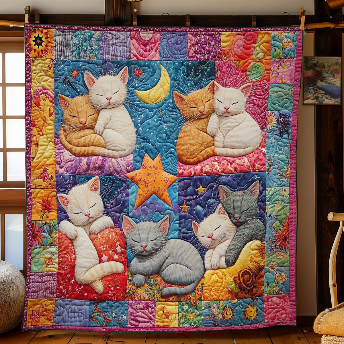 Vibrant Sleep Cat WY1311003CL Quilt