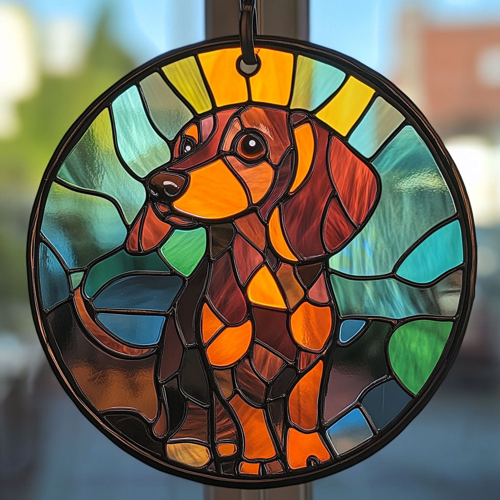 Dachshund WJ0611040CL Stained Glass Suncatcher