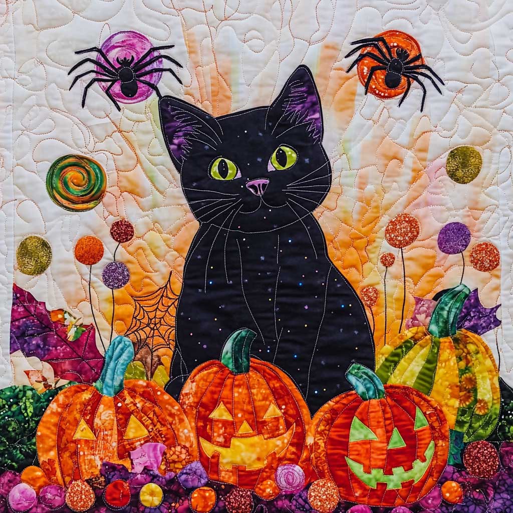 Black Cat And Pumpkin Boo XR0808003CL Quilt