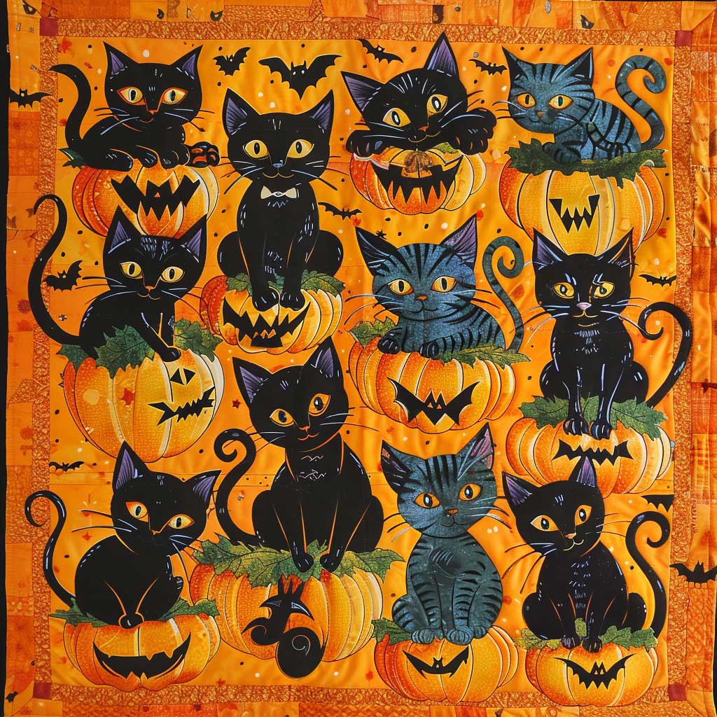 Black Halloween Cat WM2507001CL Quilt