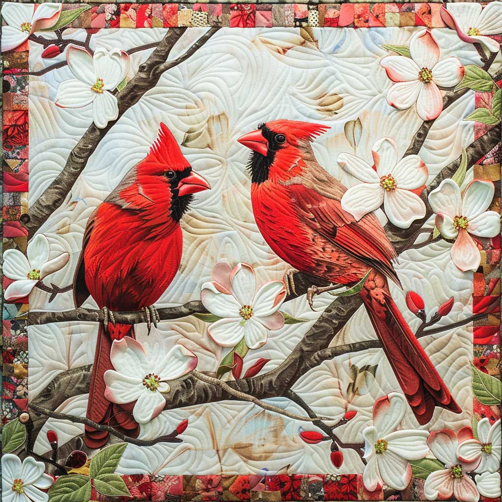 Blooming Cardinals XR1008022CL Quilt