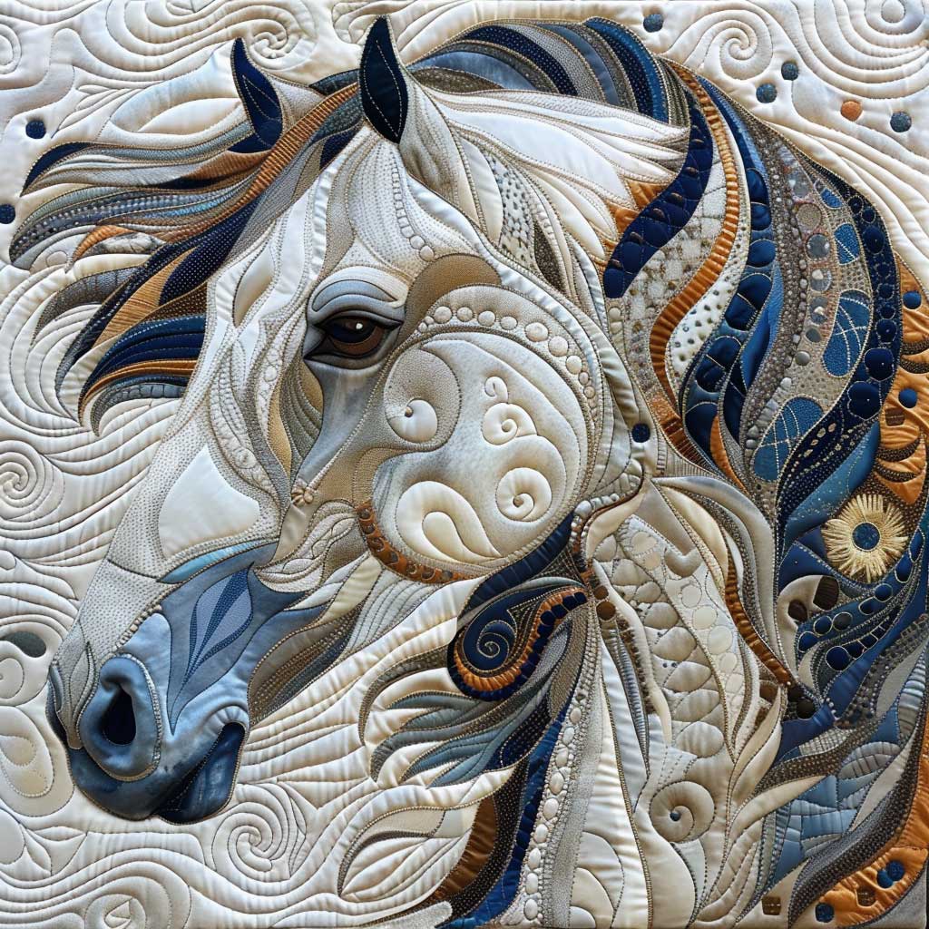 Blue Horse In Wind XR1608017CL Quilt