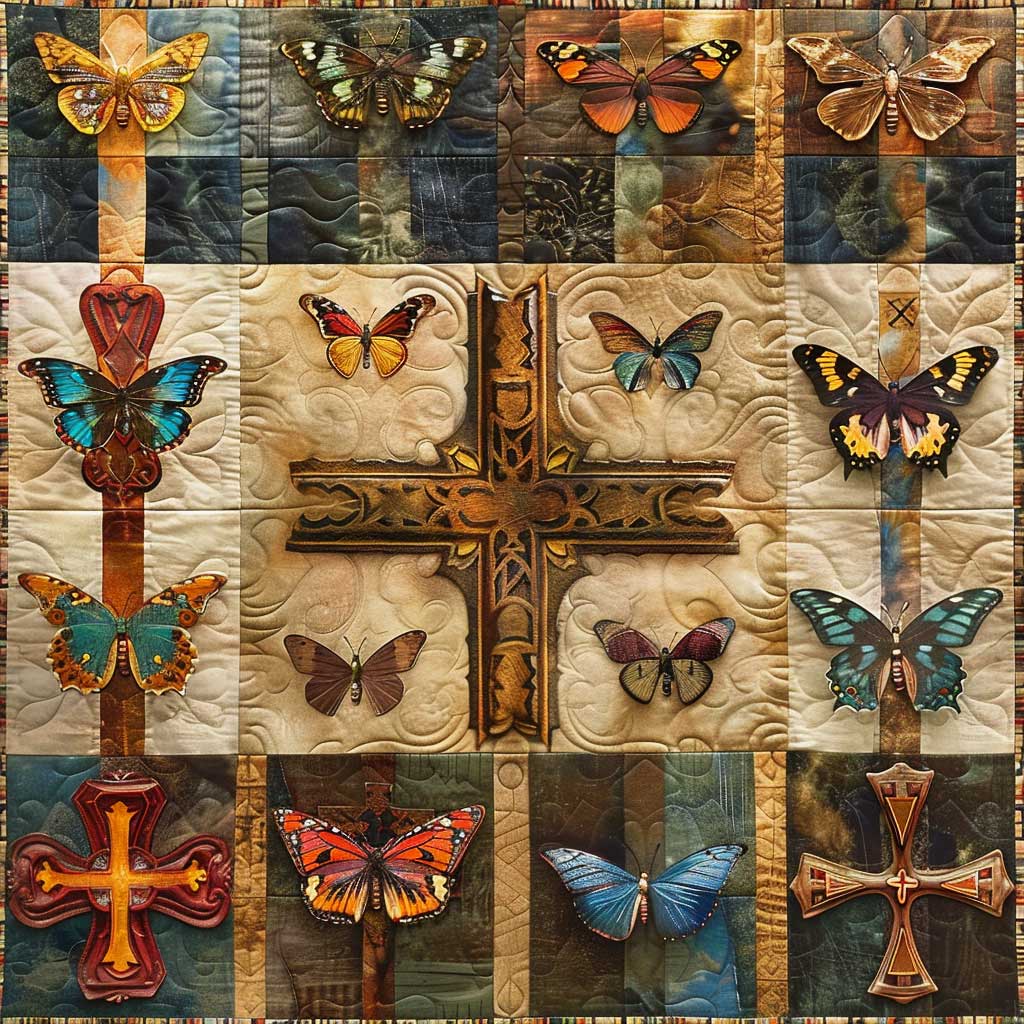 Butterfly Christian Cross XR2406007CL Quilt