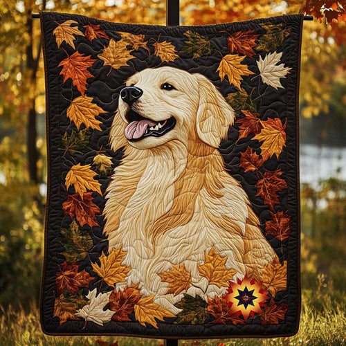 Autumn Playful Golden Retriever WP0810001CL Quilt