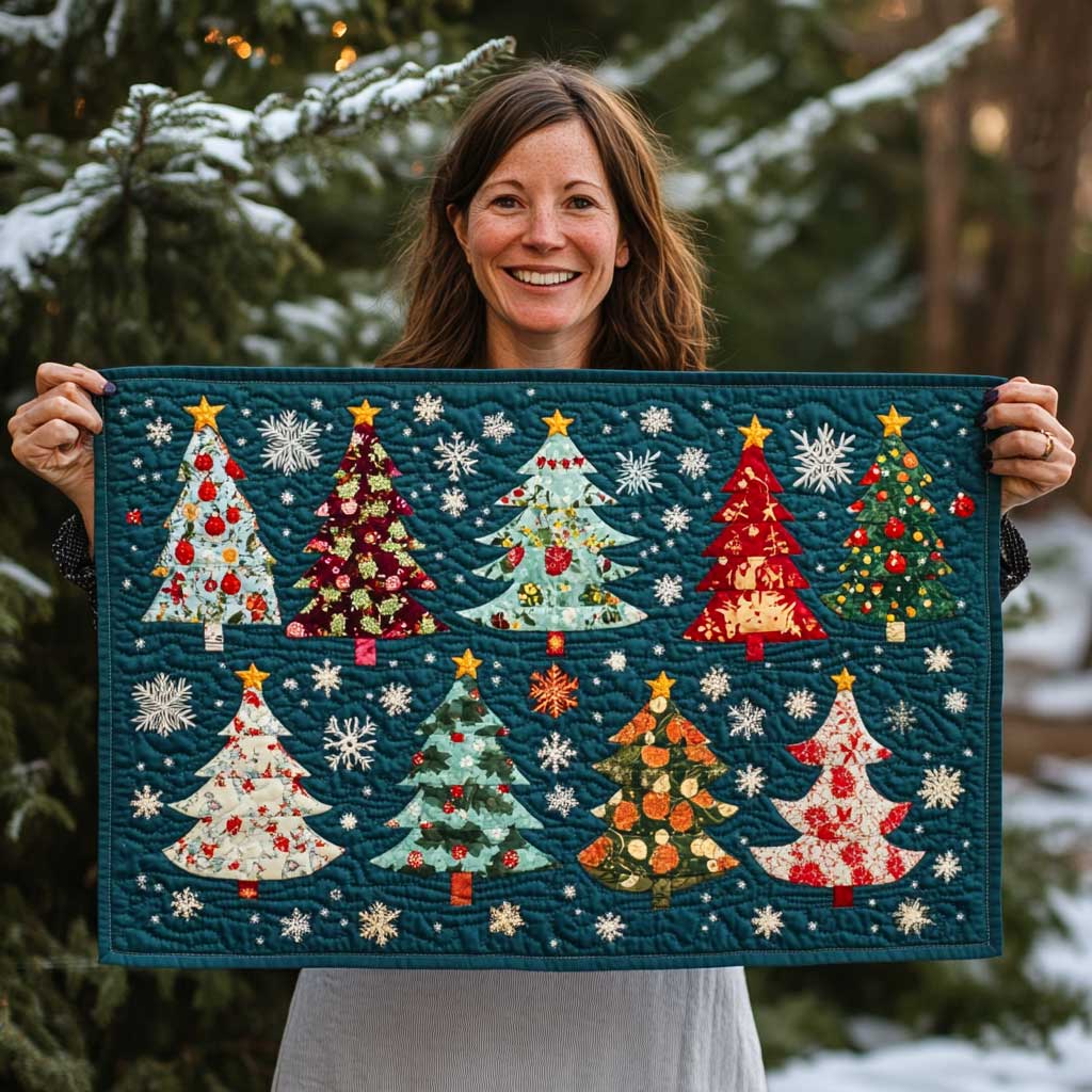 Christmas Tree Patchwork WP1909034CL Quilted Table Runner