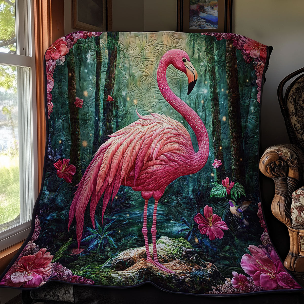 Flower Pink Flamingo WY2811012CL Quilt