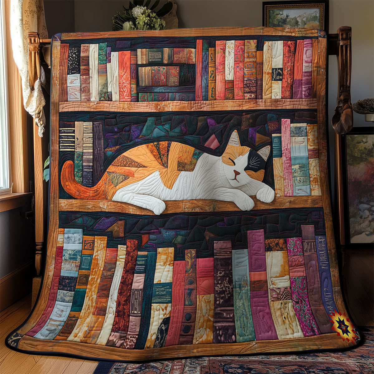 Bookshelves Sleep Cat WY1911059L Quilt