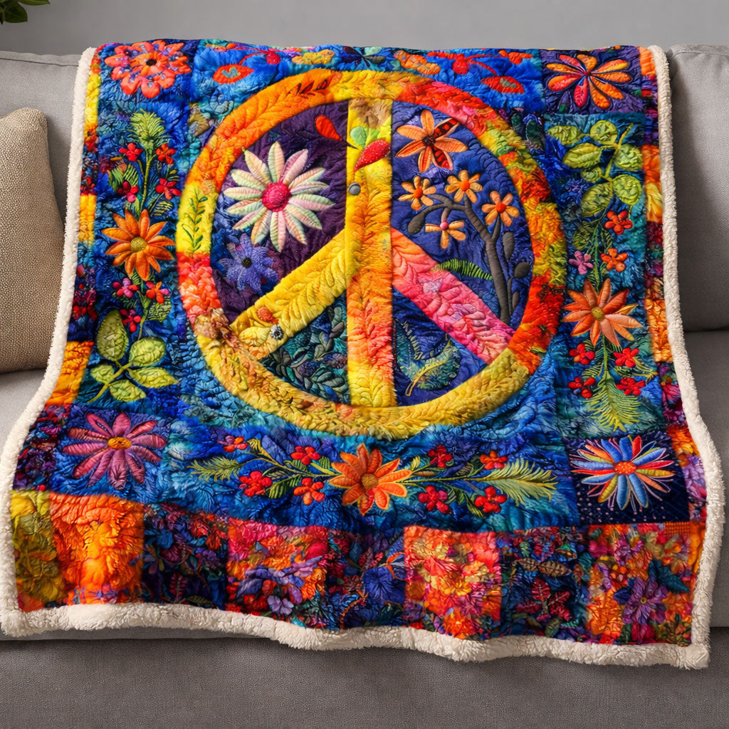 Hippie Peace WN1701001CL Faux Fur Throw Blanket