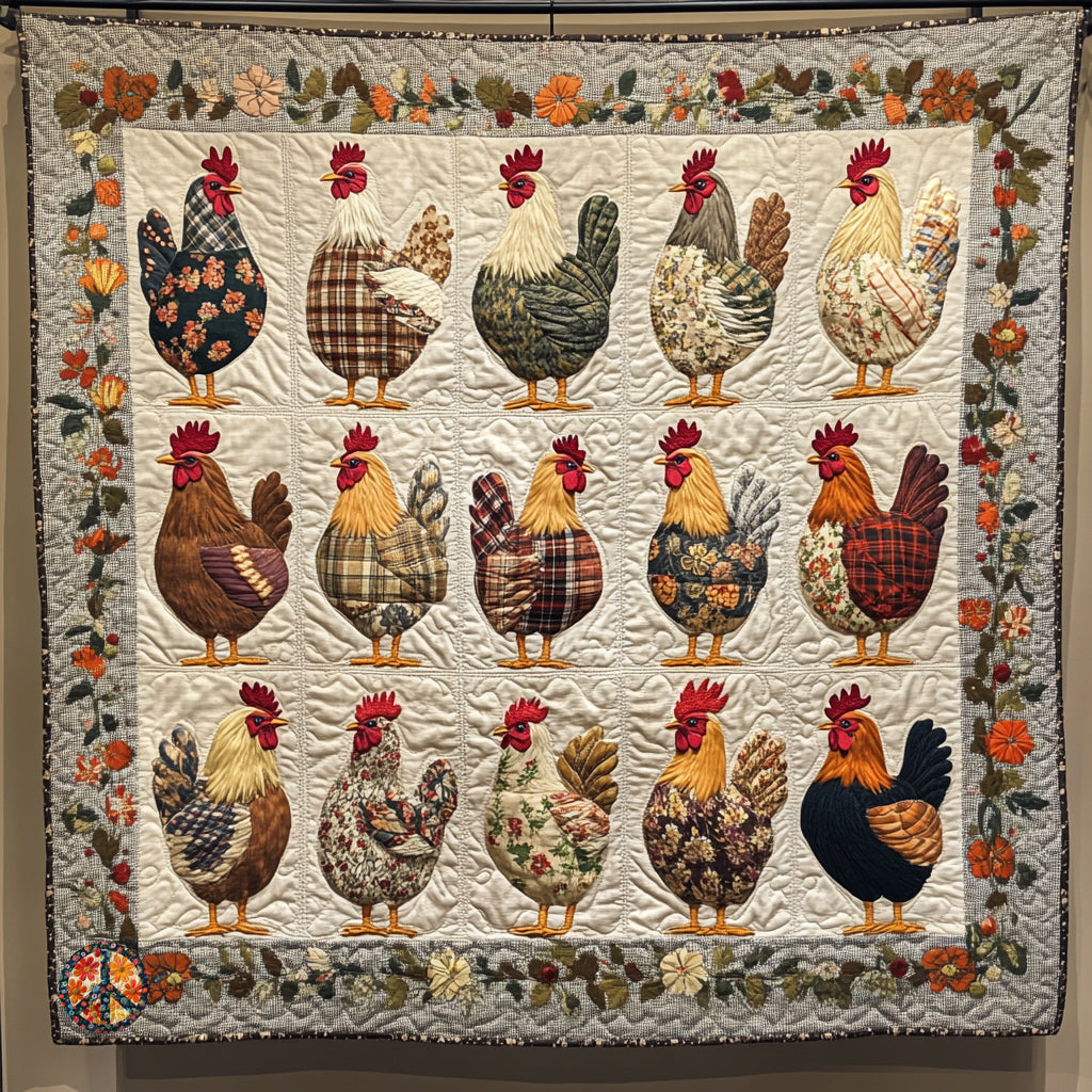 Floral Chicken WU3010011CL Quilt