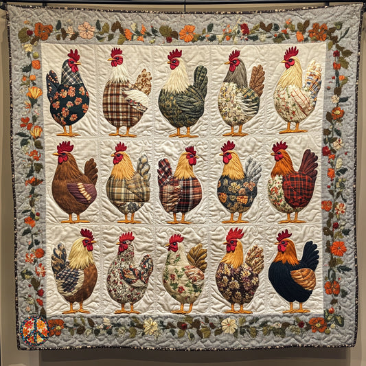Floral Chicken WU3010011CL Quilt