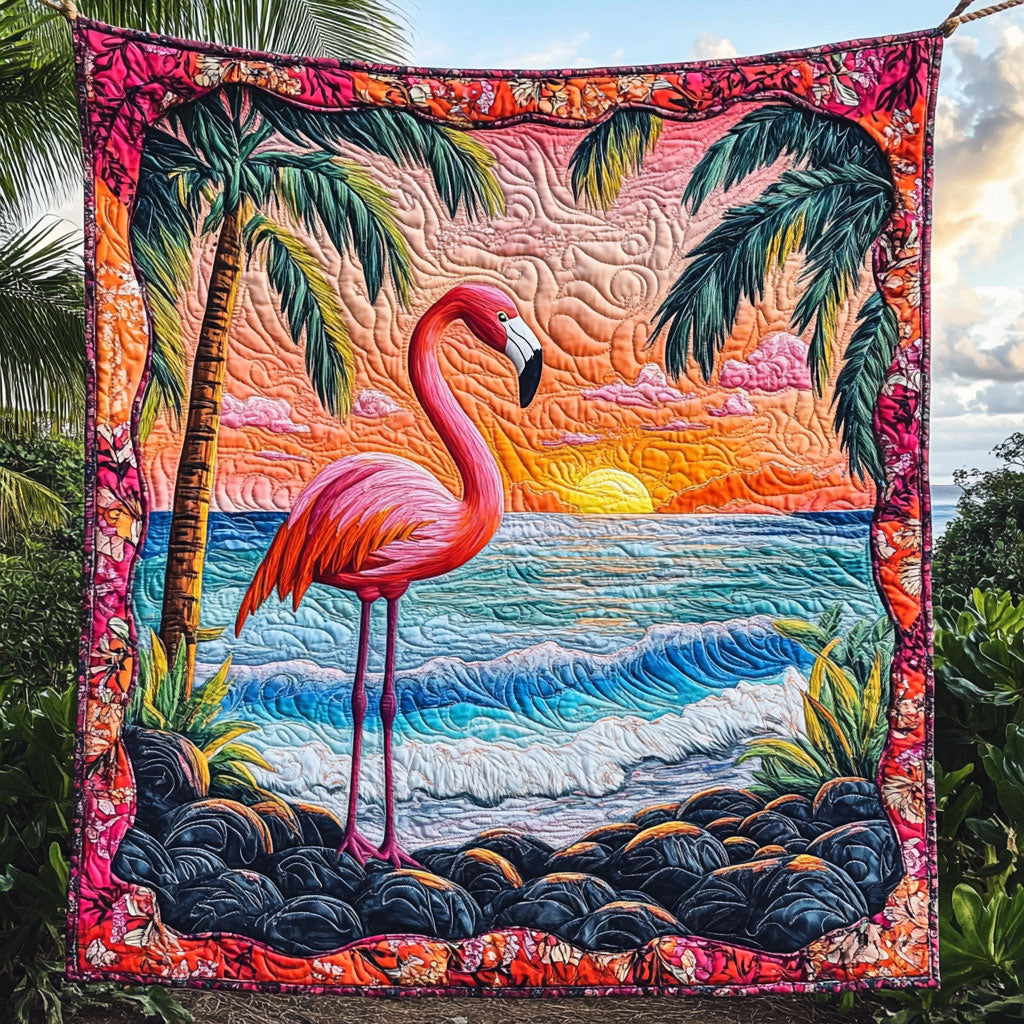 Flamingo Sunset Sea WT2702099CL Quilt