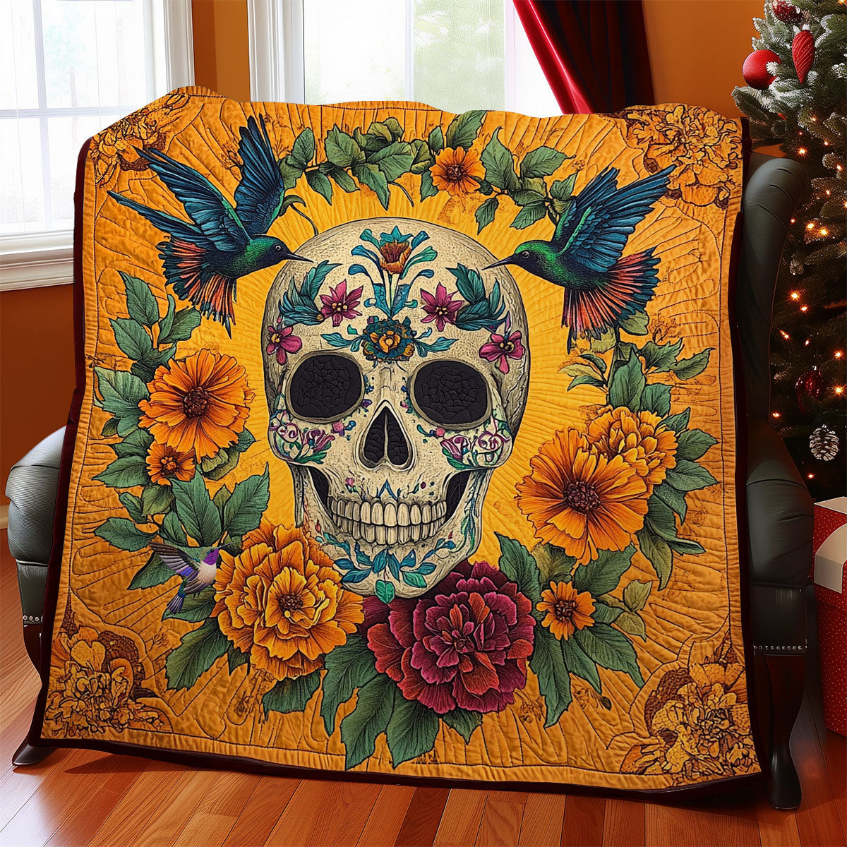 Hummingbird And Skull WY3110001CL Quilt