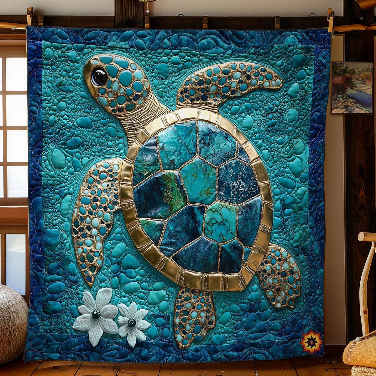 Blue Ocean Turtle WY2311035CL Quilt