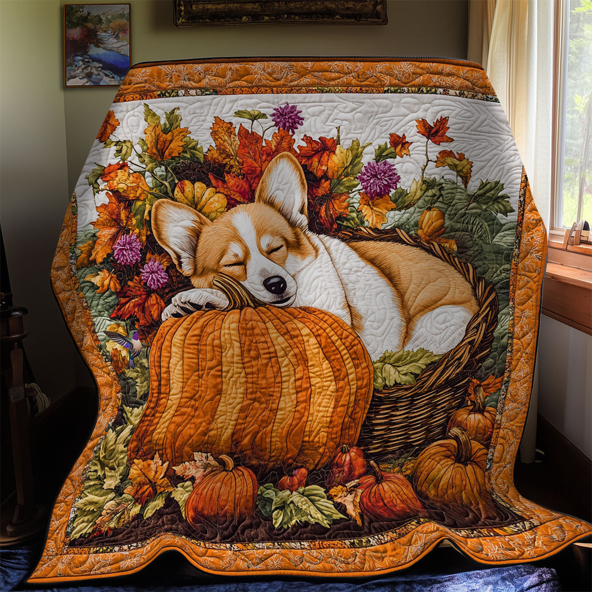 Corgi Thanksgiving WY1911081CL Quilt
